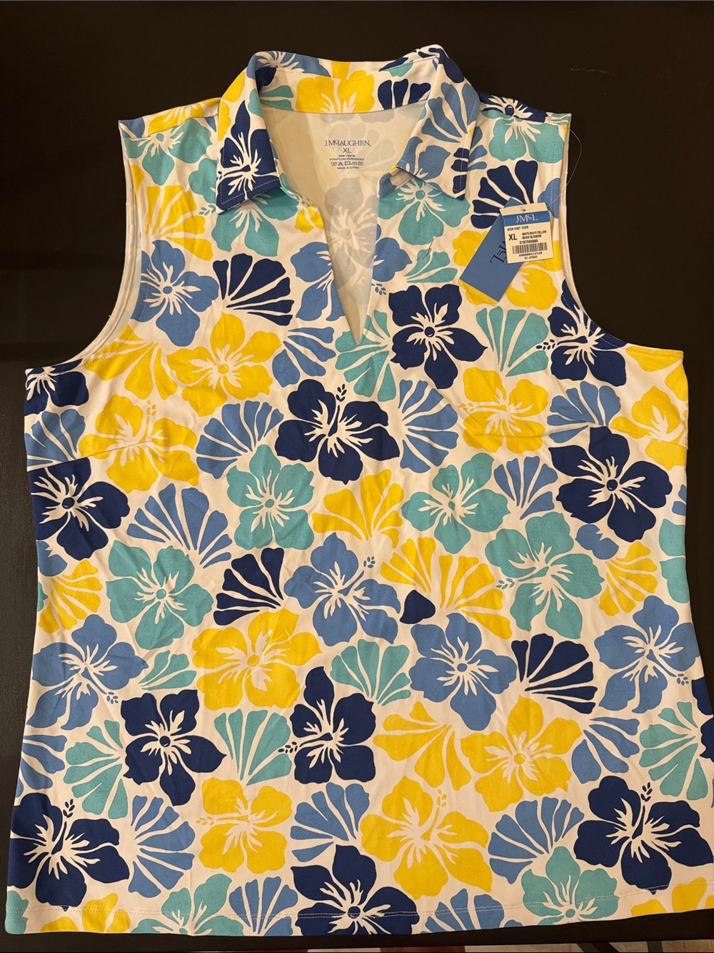 J. McLaughlin Aida knit sleeveless top beach Blossom floral print XL NWT